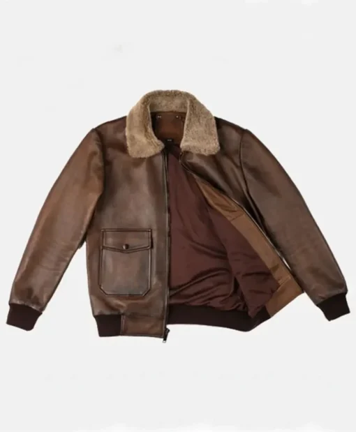 Skyline Leather Brown Bomber Jacket