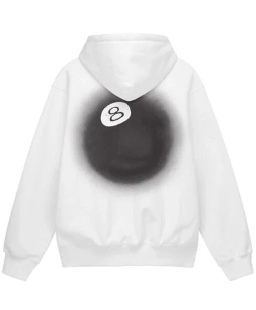 Stussy 8 Ball Fade White Hoodie