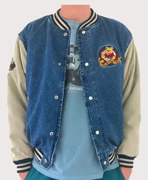 The Pooh Blue Denim Varsity Jacket