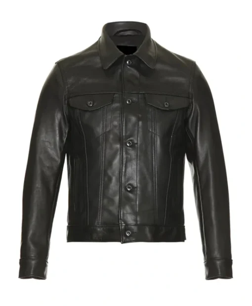 Trucker Black Leather Jacket