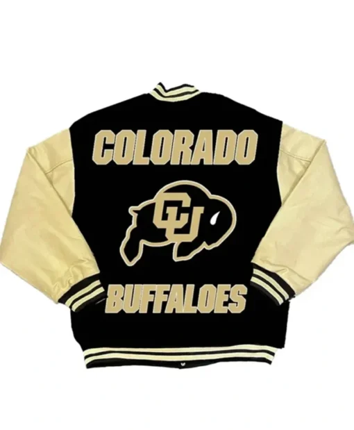 Buy Now Colorado Buffaloes Black And Beige Letterman Varsity Jacket For Unisex