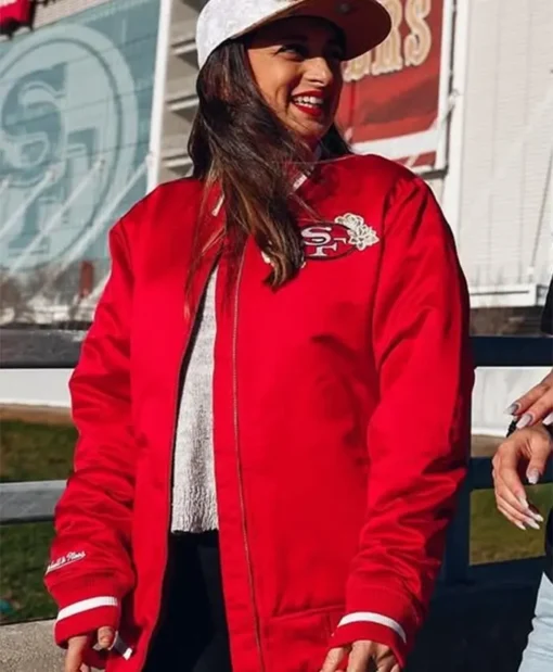 Buy Now Faithful To The Bay San Francisco 49ers APEX Red Bomber Jacket For Men And Women