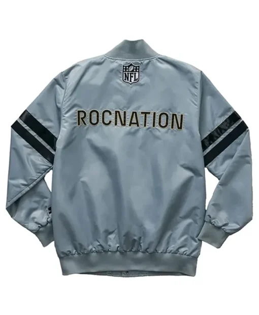 Buy Now Roc Nation Super Bowl LIX Grey Letterman Varsity Jacket For Unisex