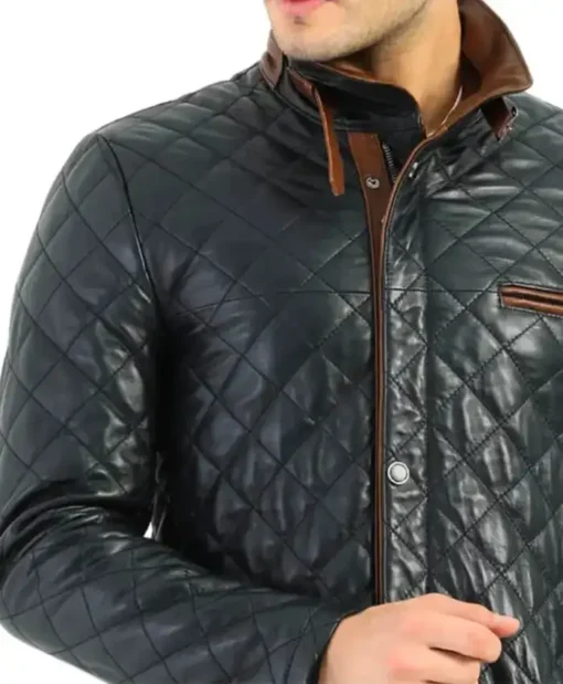 Mens Diamond Quilted Leather Jacket