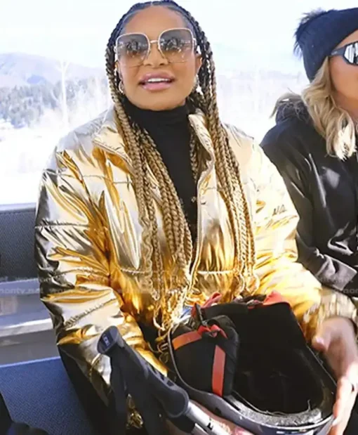 Real Housewives of Salt Lake City Jen Shah Puffer Gold Jacket