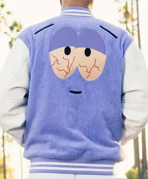 Towelie Purple and White Varsity Jacket For Men And Women